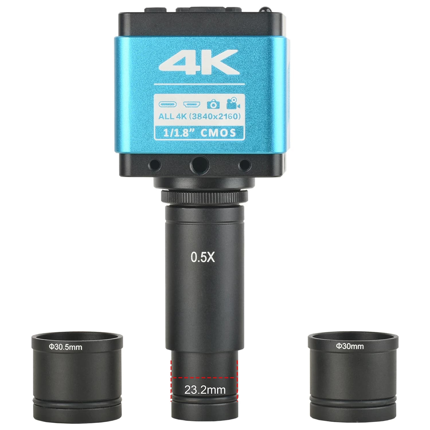 KOPPACE 4k HD Microscope Camera HDMI/Type-C Output,With 23.2mm to 30 and 30.5mm Interface Electronic Eyepiece