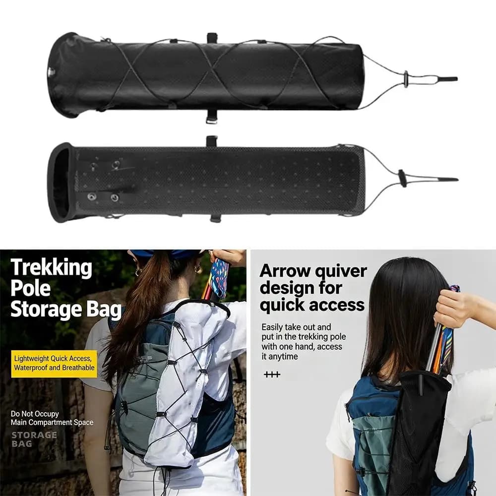 Lightweight Trekking Stick Bag with Strap, White and Black Opening, Portable External Design, Sport Backpack