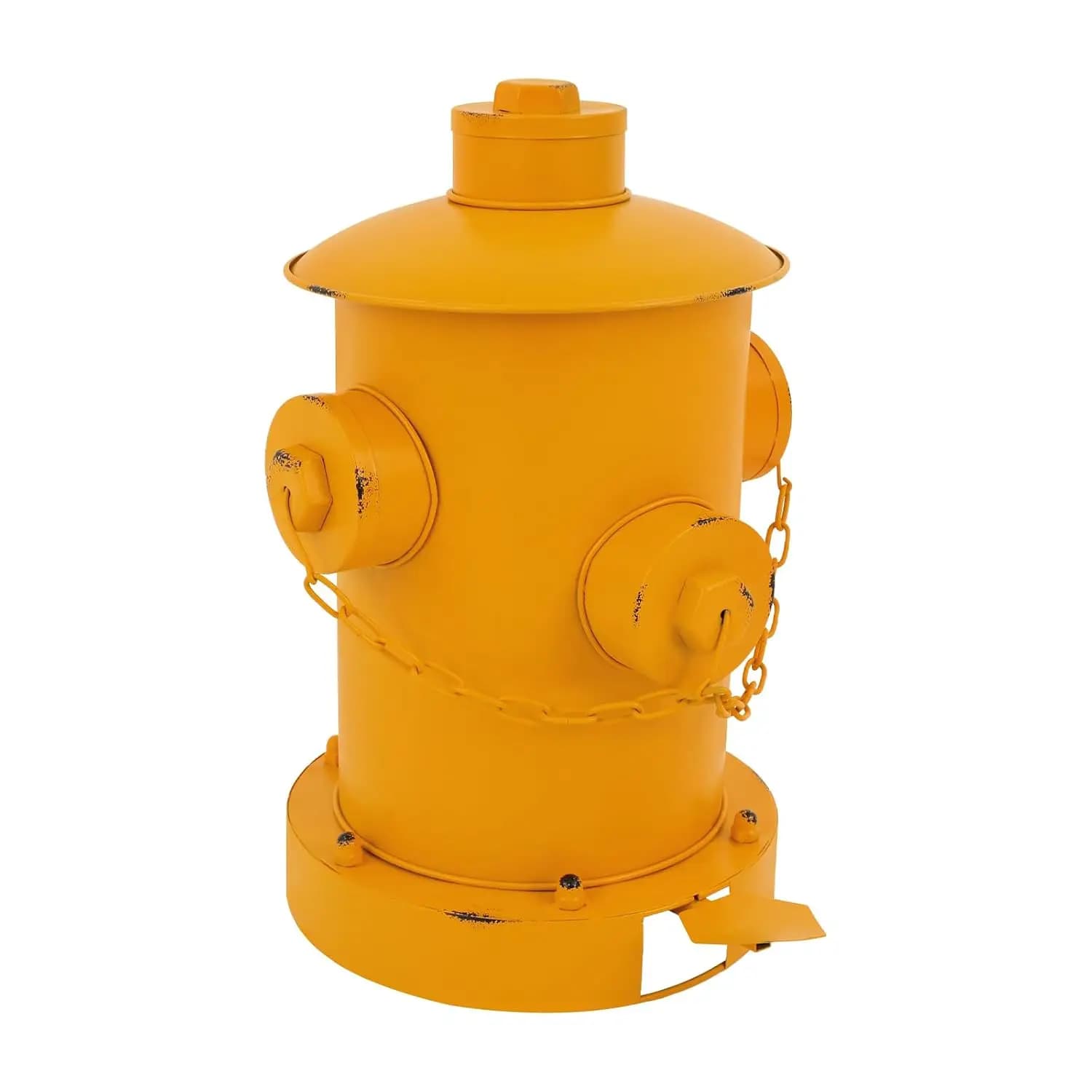 Fire Hydrant Trash Can with Lid, Yellow, Retro Outdoor Trash Can