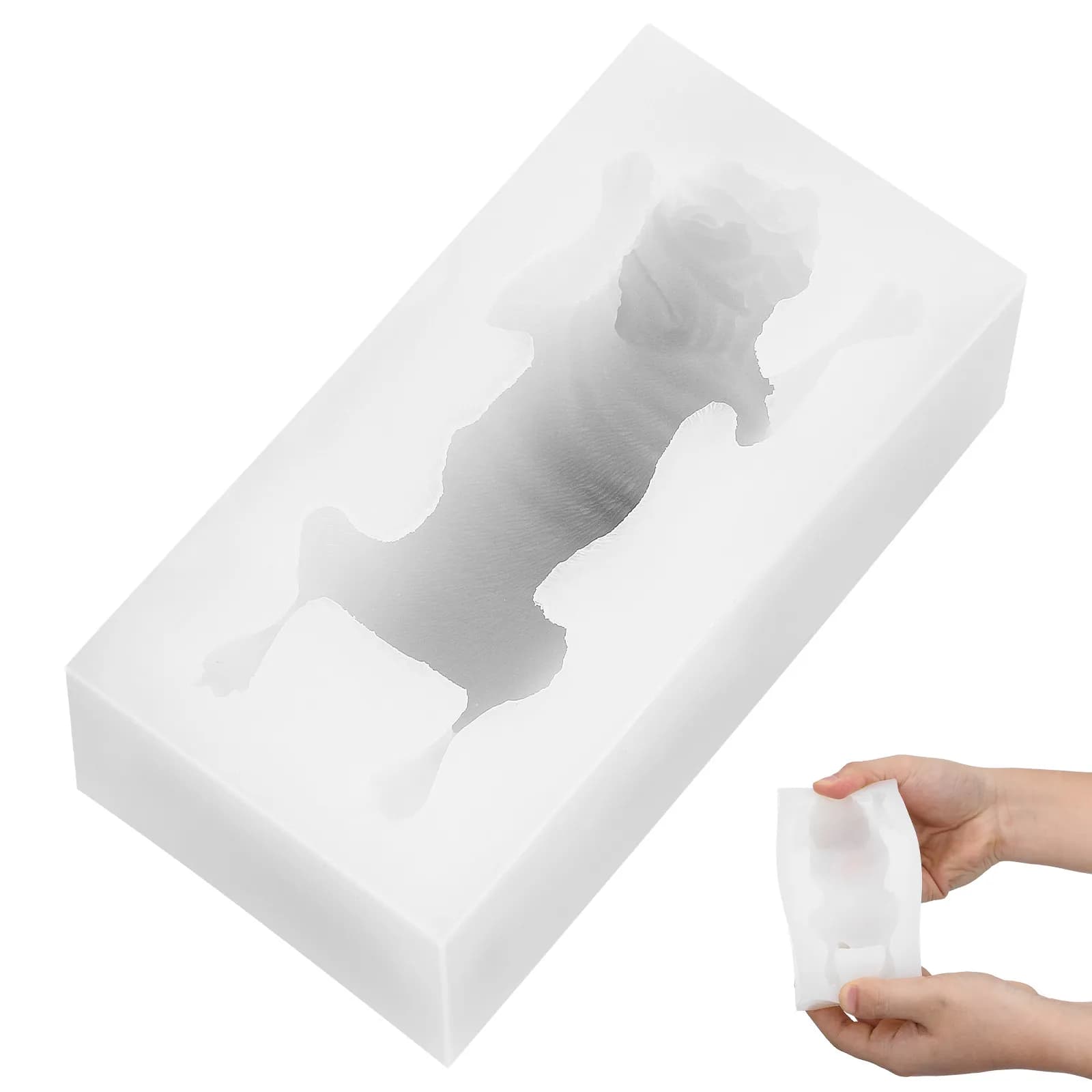 Stampo in Silicone a Forma di Cane Pug 3D, Strumento per Decorazione Torte, per Cioccolato, Fondente, Mousse, Cubetti di Ghiaccio, Artigianato, Riutilizzabile, Flessibile, Sicuro