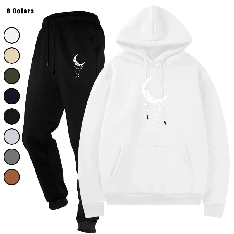 Set di felpe con cappuccio e pantaloni sportivi in pile di base, tuta sportiva da uomo, abbigliamento sportivo, completo unisex per fare jogging