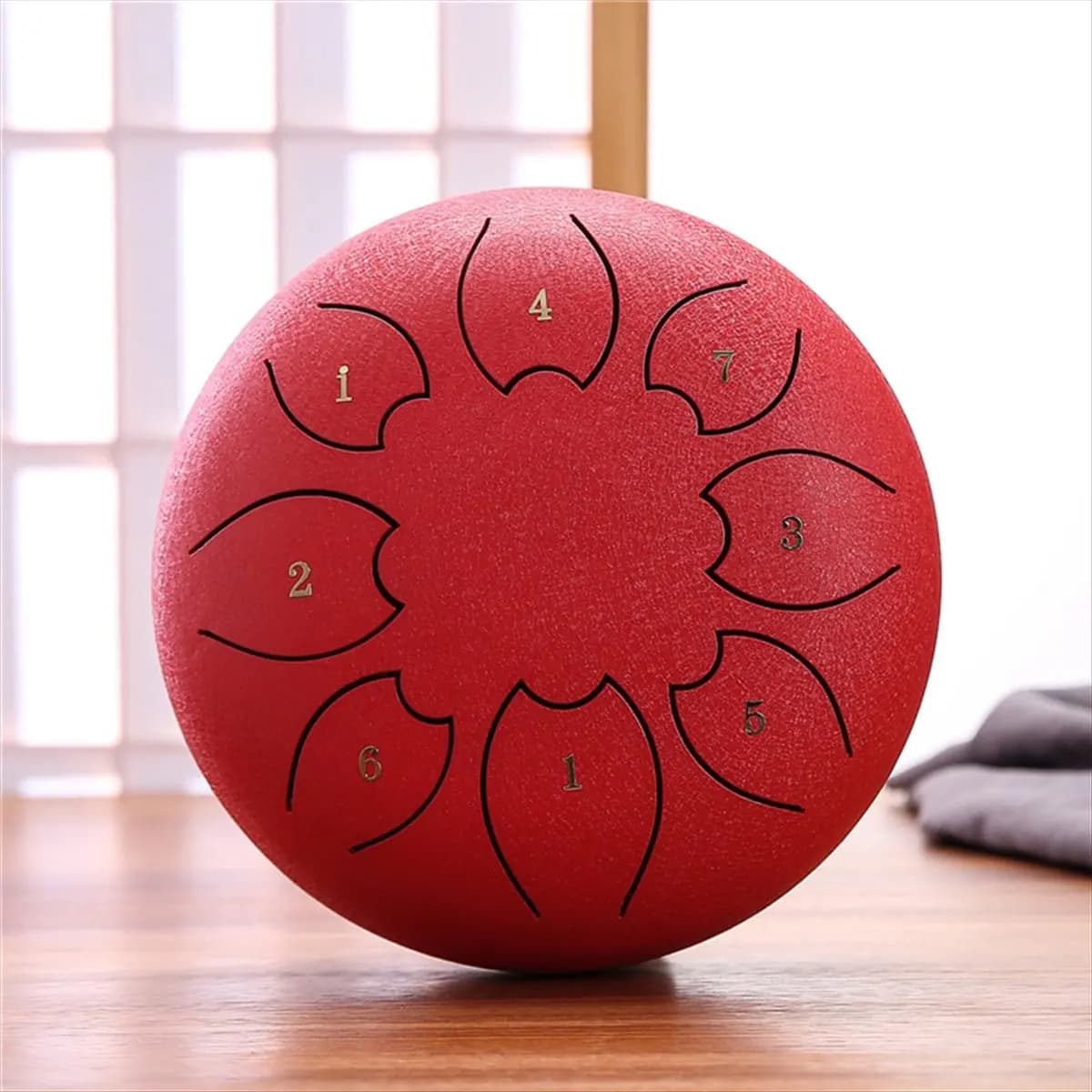 Tamburo a Pioggia Sportivo per Esterni, Tamburo a Lingua in Acciaio 8 Note 6 Pollici, Tamburo Chakra, Percussioni in Acciaio con Bacchette Imbottite Rosse