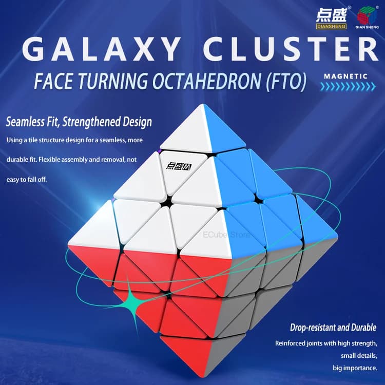 [ECube] Diansheng FTO Magnetic Cube Galaxy Cluster Face Turning Octahedron Magnetic Magic Speed Educational Puzzle Toy Gift