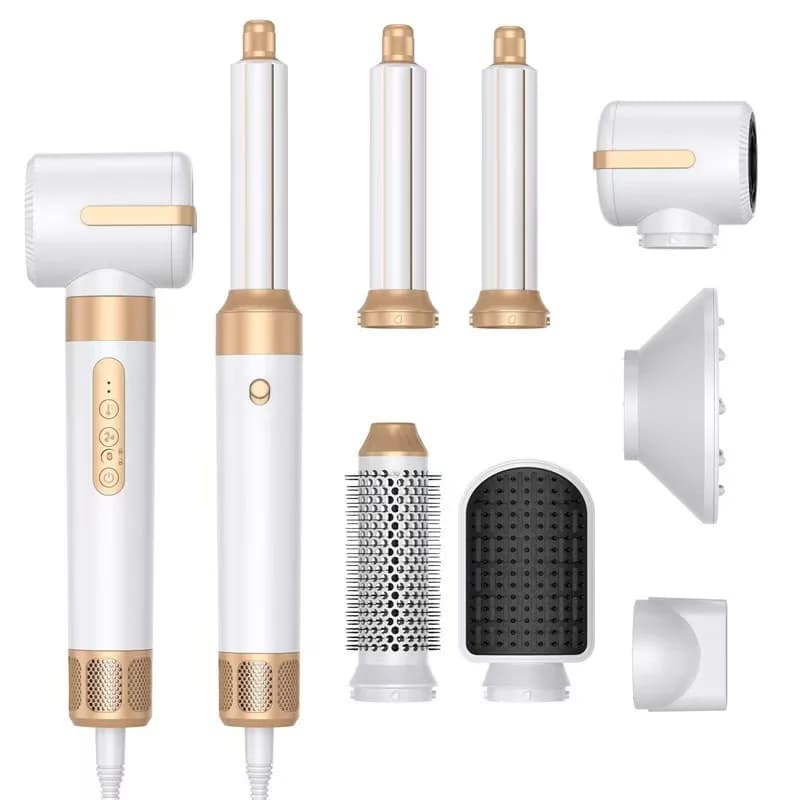 Spazzola Asciugacapelli 7 in 1 con Diffusore Ionico, Pettine ad Aria Calda per Styling, Arricciacapelli Automatico con Asciugacapelli Brushless ad Alta Velocità