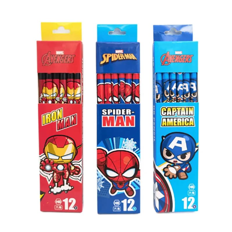 12pcs/set HB Pencil Anime Spider man kawaii Student Writing Pen Pencil School Stationery Supplies Gift