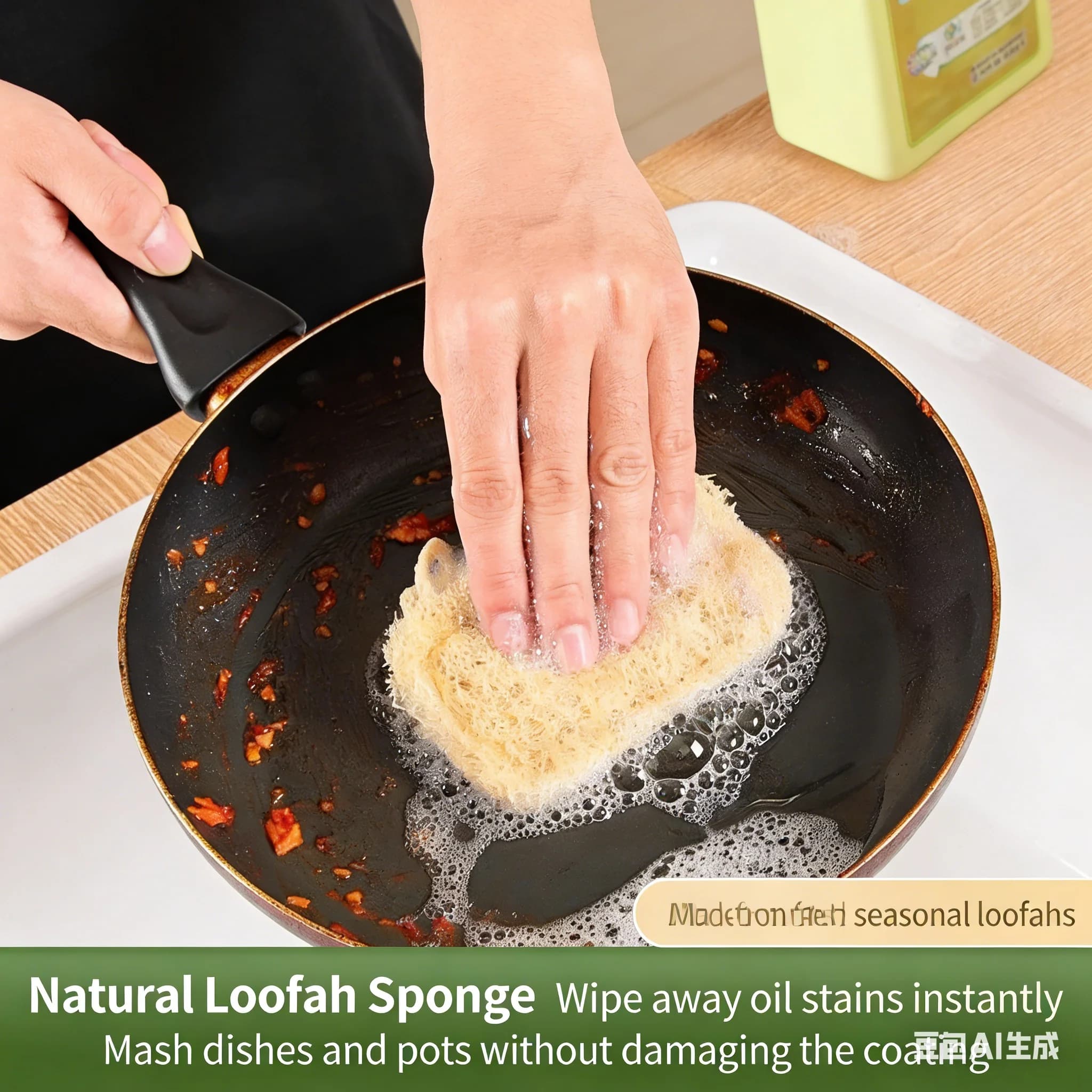 Spazzola per piatti in rete di luffa naturale ispessita, prodotti durevoli per la pulizia e la sgrassatura dei piatti, spugna per strofinare tazze, spazzola per pentole