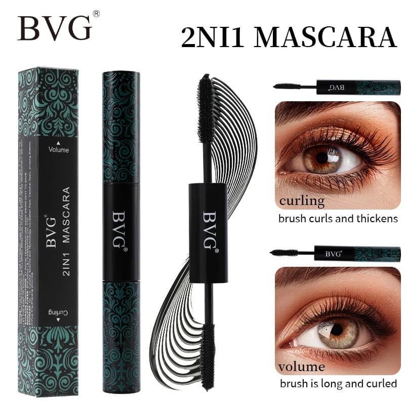 Mascara a doppia punta certificato MSDS, stile europeo e americano, effetto incurvante, anti-sbavatura, a lunga durata, liquido per ciglia waterproof