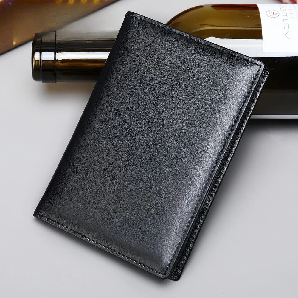 RFID Blocking Leather Passport Holder - Top Layer Cowhide Travel Wallet, Vintage Driver License Card Protector Case