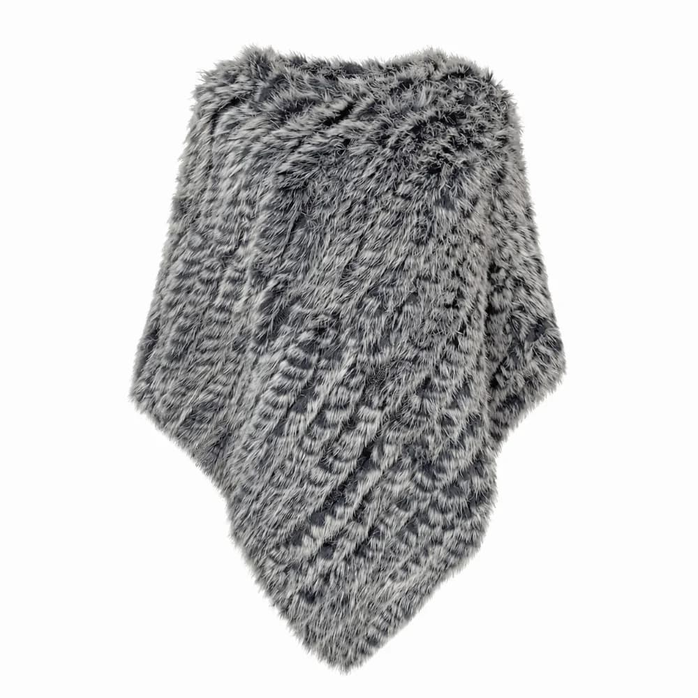 Winter Warm Rabbit Fur Shawl Striped Solid color Fur Shawl Wrap Real Natural Fur Pullover Style Coat Overlays for Autumn Winter