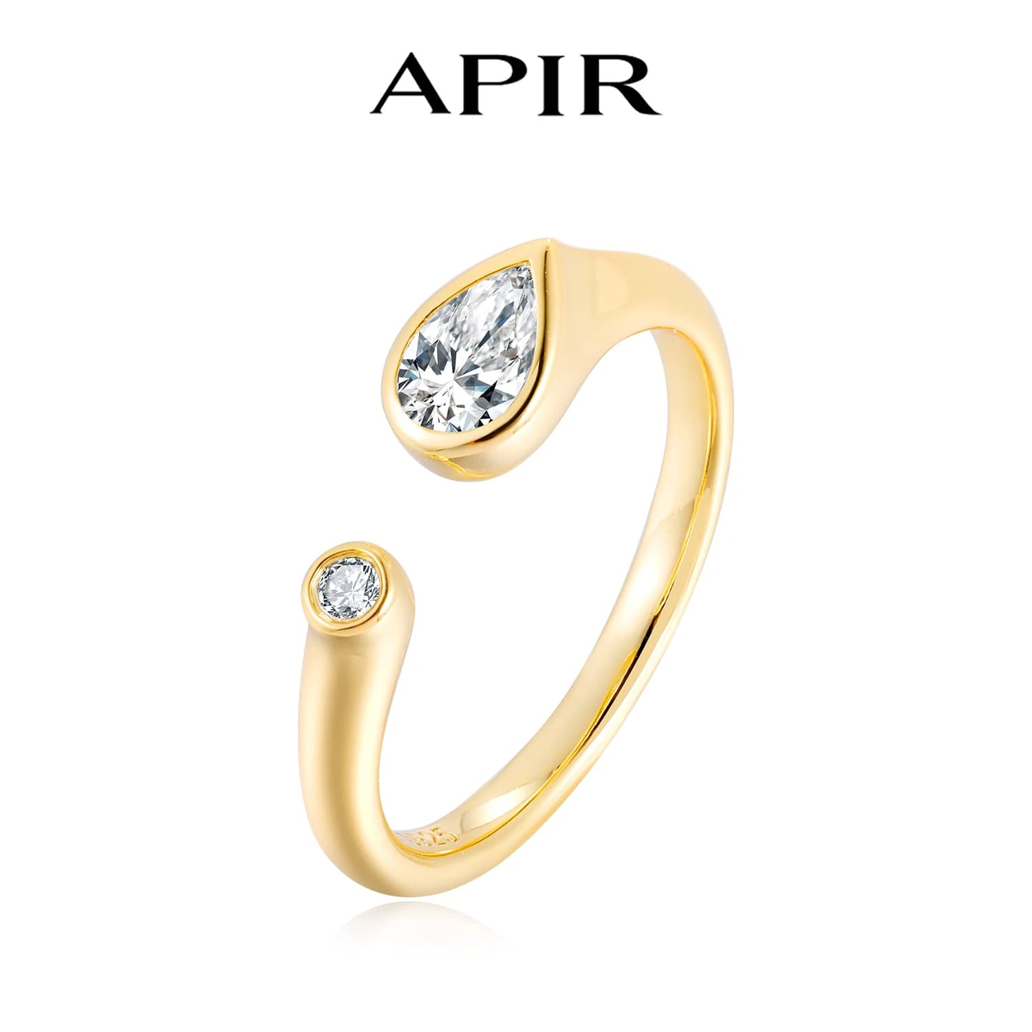 APIR D Color Pear & Round Moissanite Open Ring for Women 925 Sterling Silver Adjustable Diamonds Rings Elegant Fine Jewelry Gift
