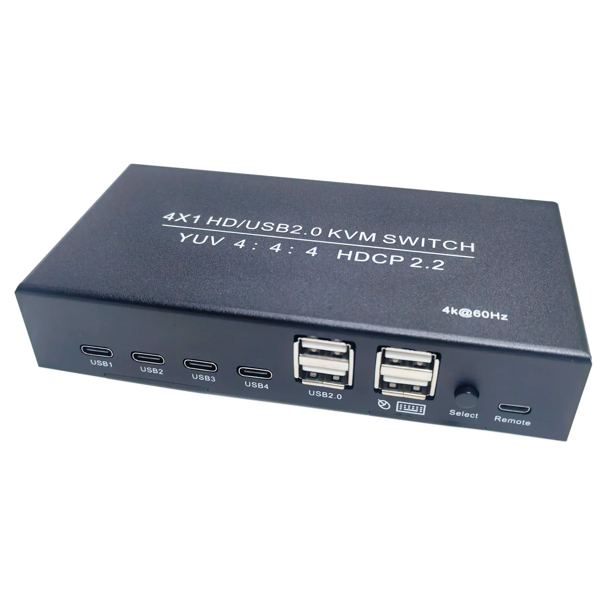 KVM 4x1 4K 60Hz switcher for HDMI switcher USB HDCP2.2 4 in 1 output for 4 PCs Share Monitor Mouse Keyboard 4 ports