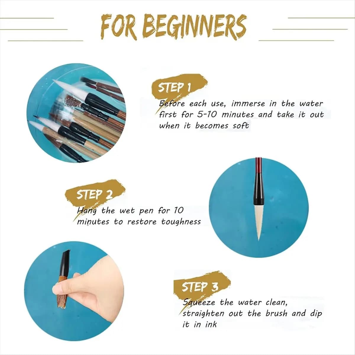 10-Piece Chinese Calligraphy Brush Set-Premium Writing Brushes for Beginners & Artists-with Roll-Up Bamboo Brush Holder