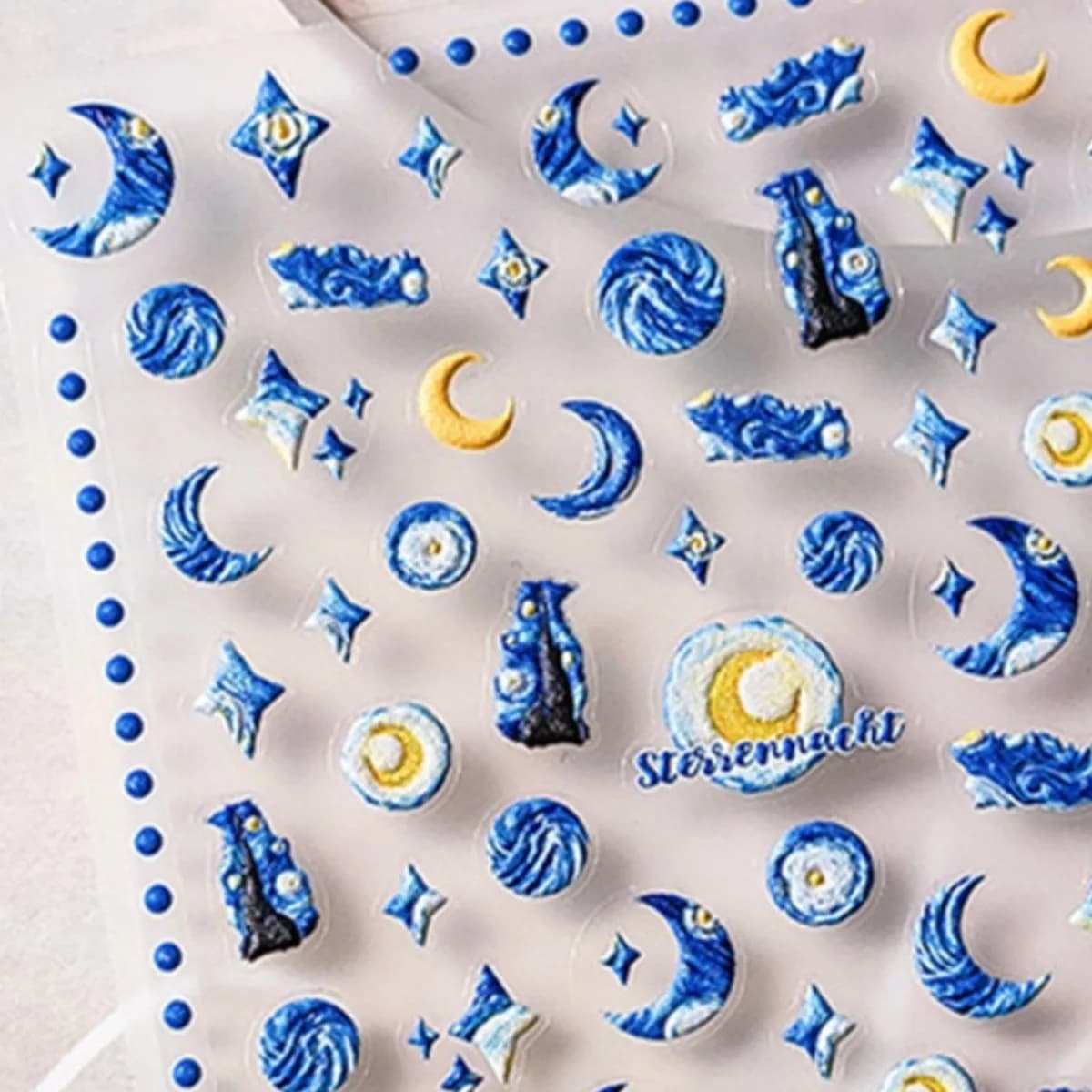 1 pz 5D rilievo Kawaii Blue Moon Nail Art Stickers Cartoon Tree alce pupazzo di neve adesivo trasferimento decorazioni per unghie Slider decalcomanie fai da te