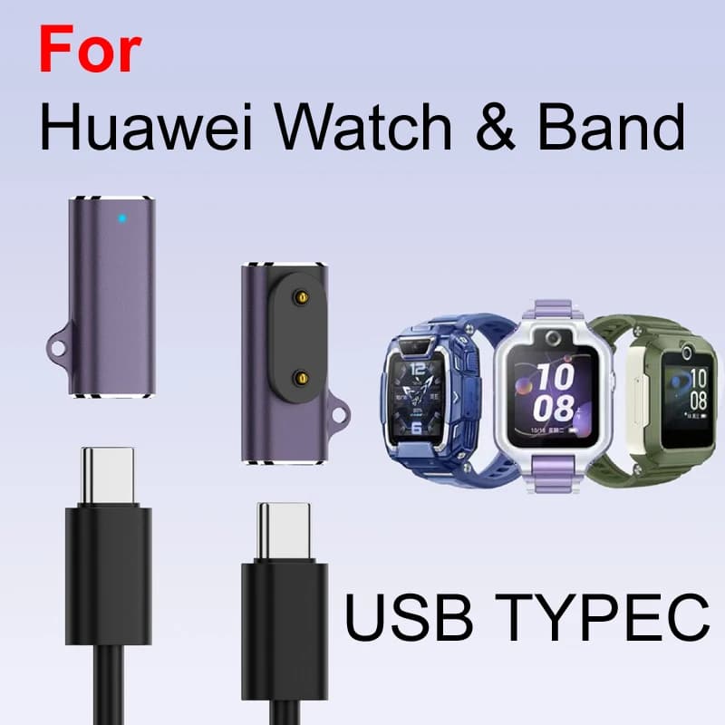 Ricarica magnetica USB TYPE-C femmina 90 ° Cavo adattatore piegato per Huawei Honor Smart Wtch FitEdition Kids 5/4 Pro/5/4x Band 9 8 7 6