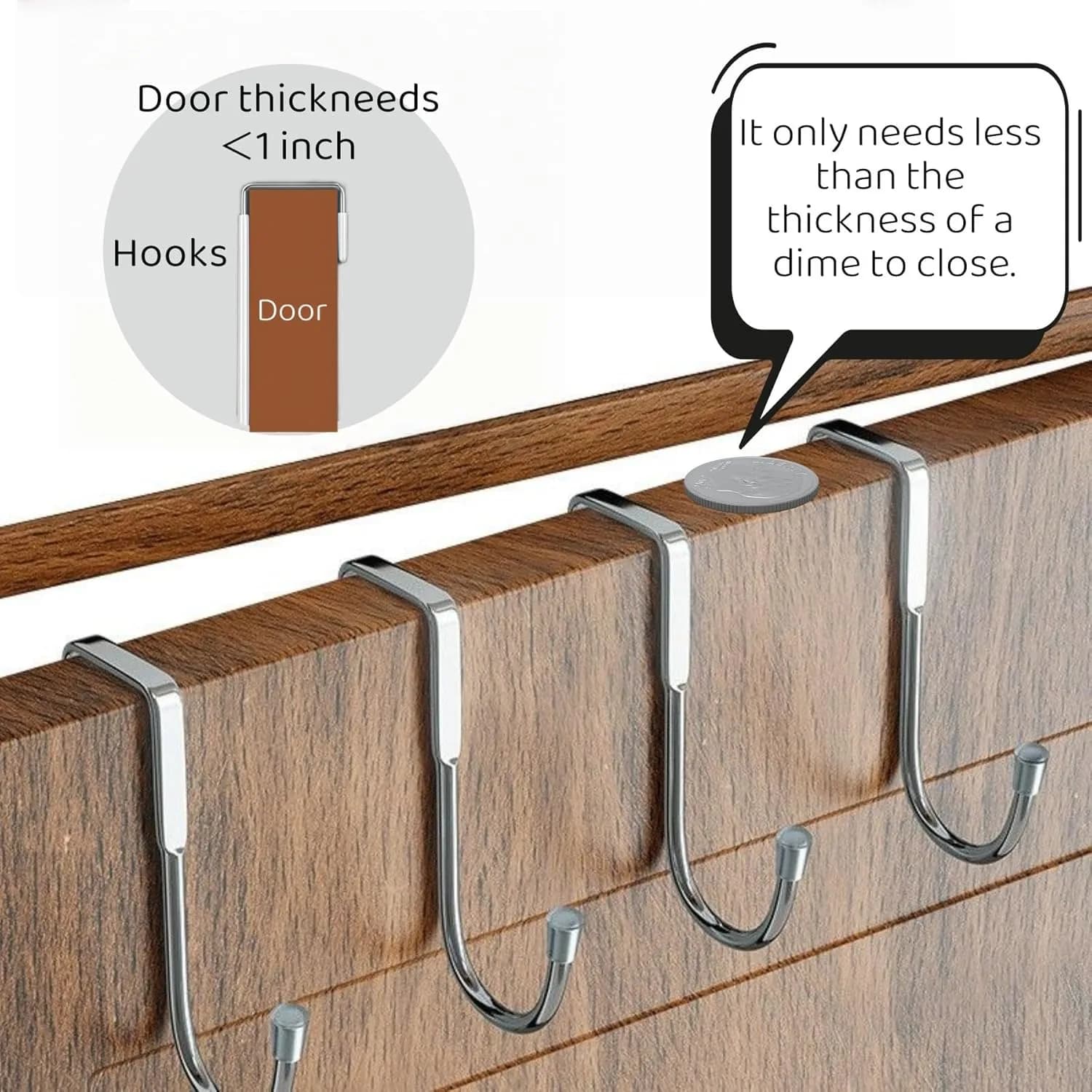 5 PCS Over Cabinet Door Hook & Wardrobe Door Hook, Stainless Steel Hanging Hooks for Towels, Bags, Clothes – Bathroom Door Hooks for Towels, Kitchen Cabinet Hooks, Wardrobe Hooks, Dorm Room Hangers