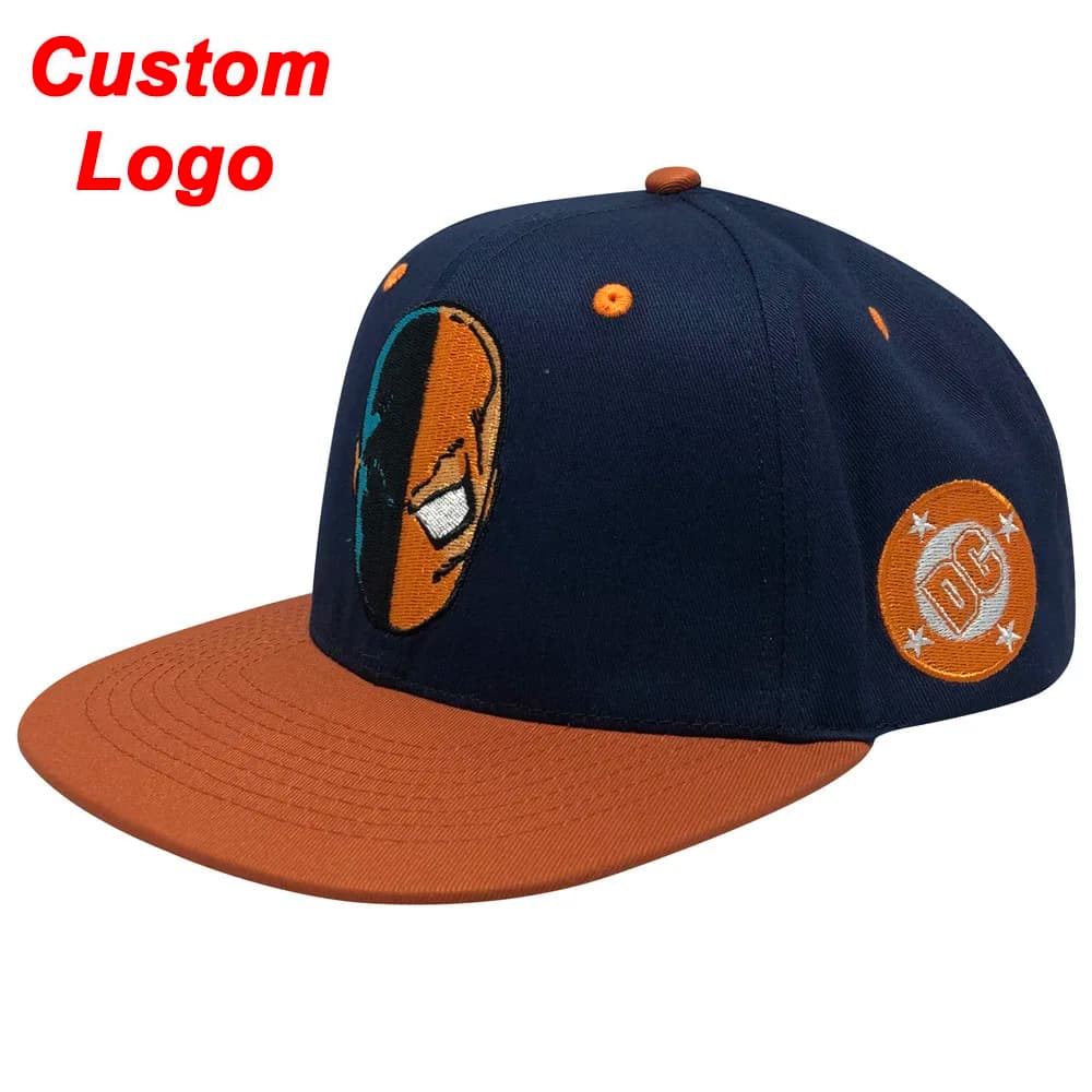 Logo OEM personalizzato blu con tesa arancione MOQ 10 pezzi Cappello da calcio da tennis Copricapo da sole Giocatori di palline Regalo di moda Presente Berretto da baseball