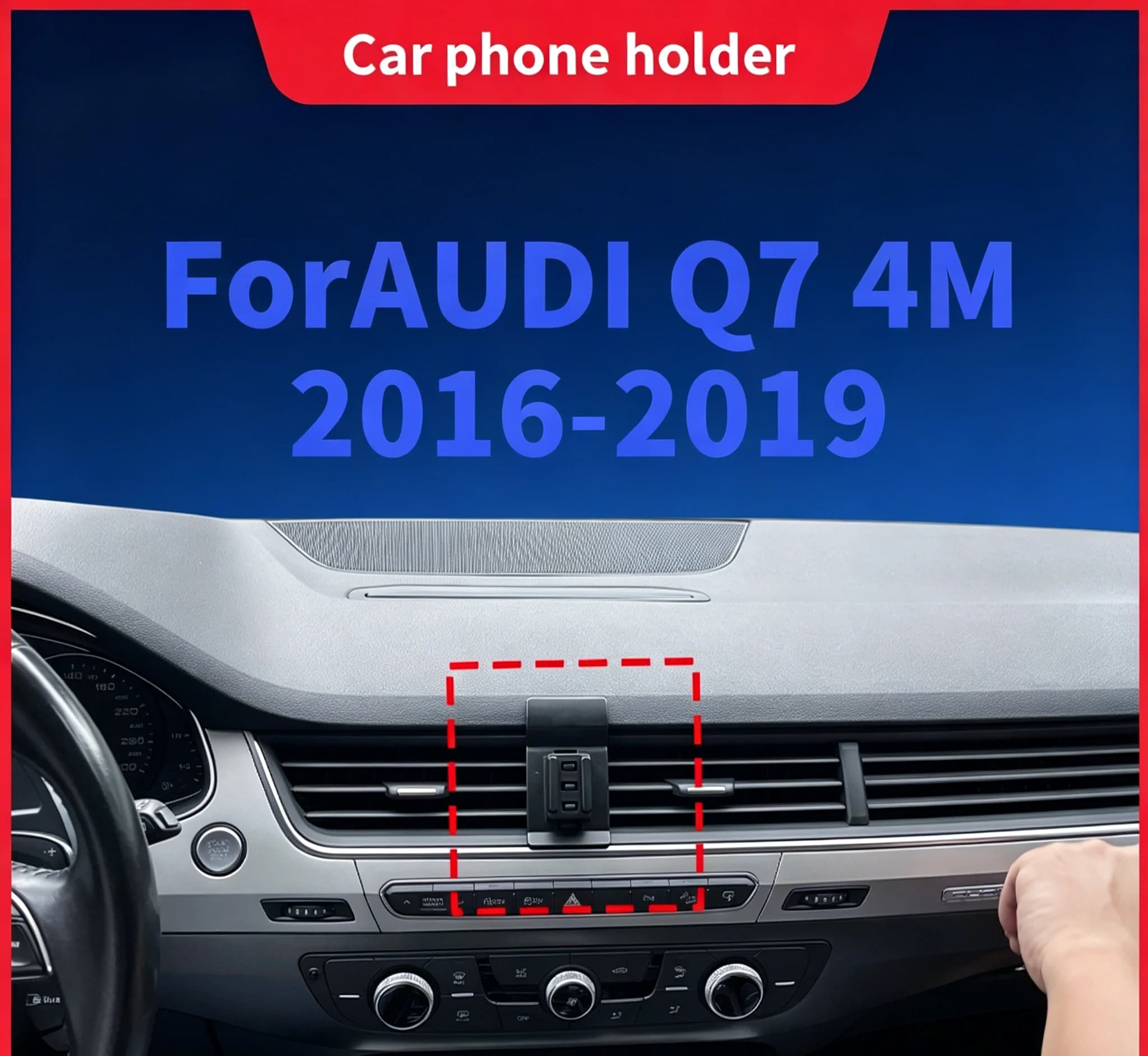 Supporto per telefono da auto per AUDI Q7 4M 2016 2017 2018 2019 con ricarica wireless, base fissa dedicata, accessori per interni auto