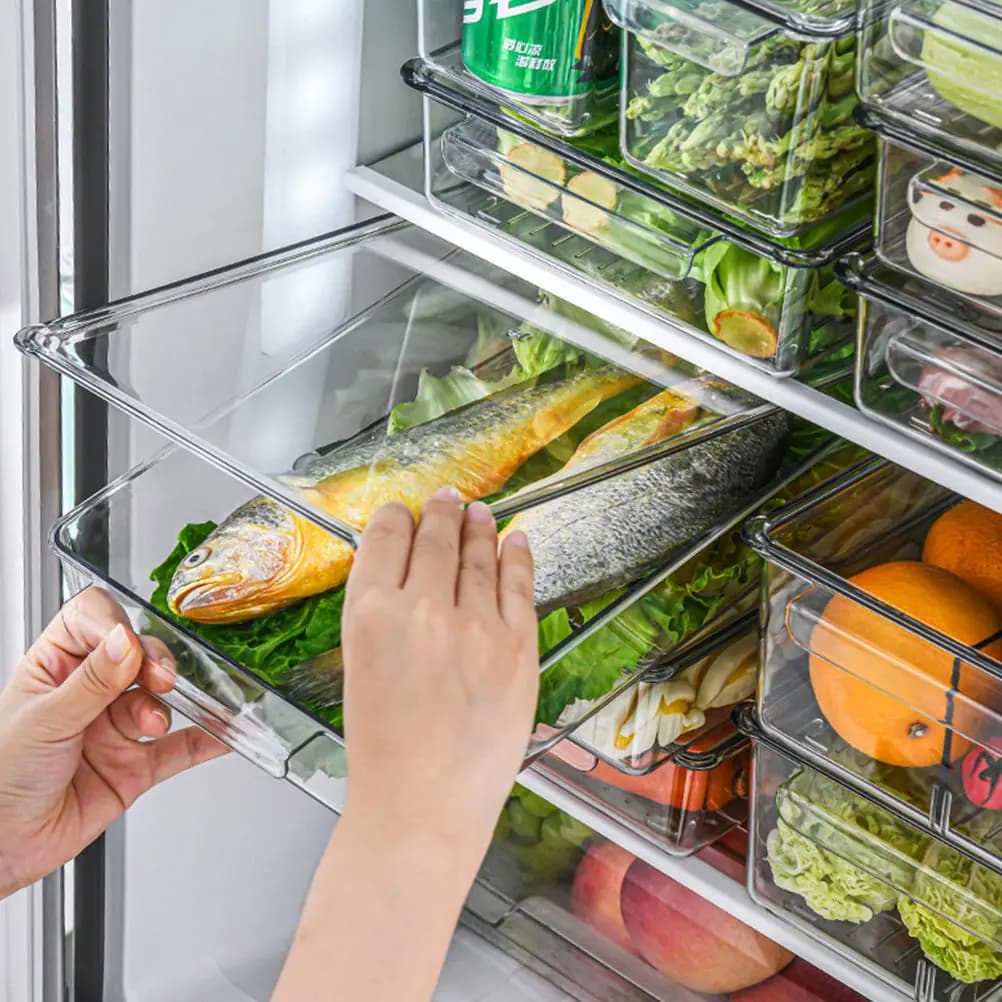Transparent container for food, 1 piece, sealed box for storage, kitchen organizer for refrigerator, for fruit and vegetables