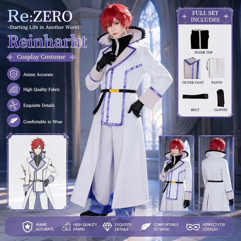 Re:Life in a different world from zero Reinhard Van Astrea Cosplay Costume Role Play uniforms Comic Con male Cosplay Costumes