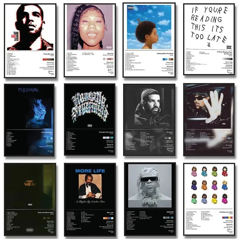 Poster con Copertina di Album di Drake, Rapper Pop Rap, Stile Estetico Hip Hop Rock, Dipinto su Tela, Decorazione da Parete per Soggiorno, Regalo