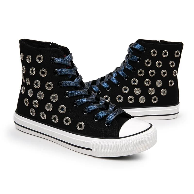 New Casual Adult Canvas Shoes Inside Zippered Rubber Sole Women's Sneaker Couple Laces Drilled Air Hole Big Size 42 43