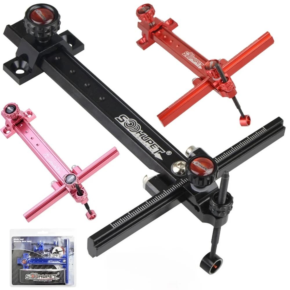 Tiro con l'arco Arco ricurvo Sight 1Pin Alluminio 6" T Forma Bersaglio da caccia Shoot RH LH