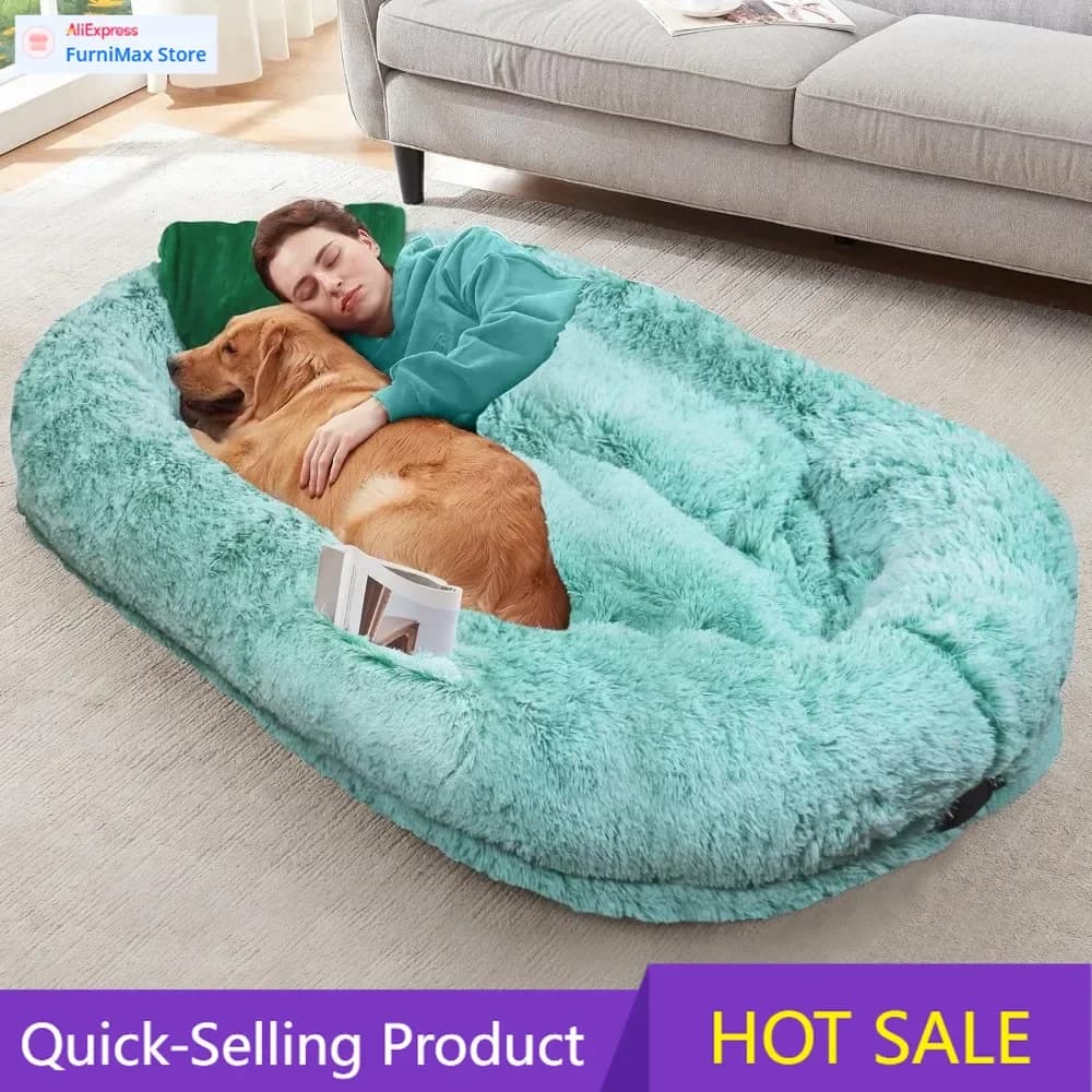 Promozione a tempo limitato: Cuccia gigante per cani 71x45x12 pollici con rivestimento lavabile, cuscino imbottito e coperta - Design ortopedico per adulti