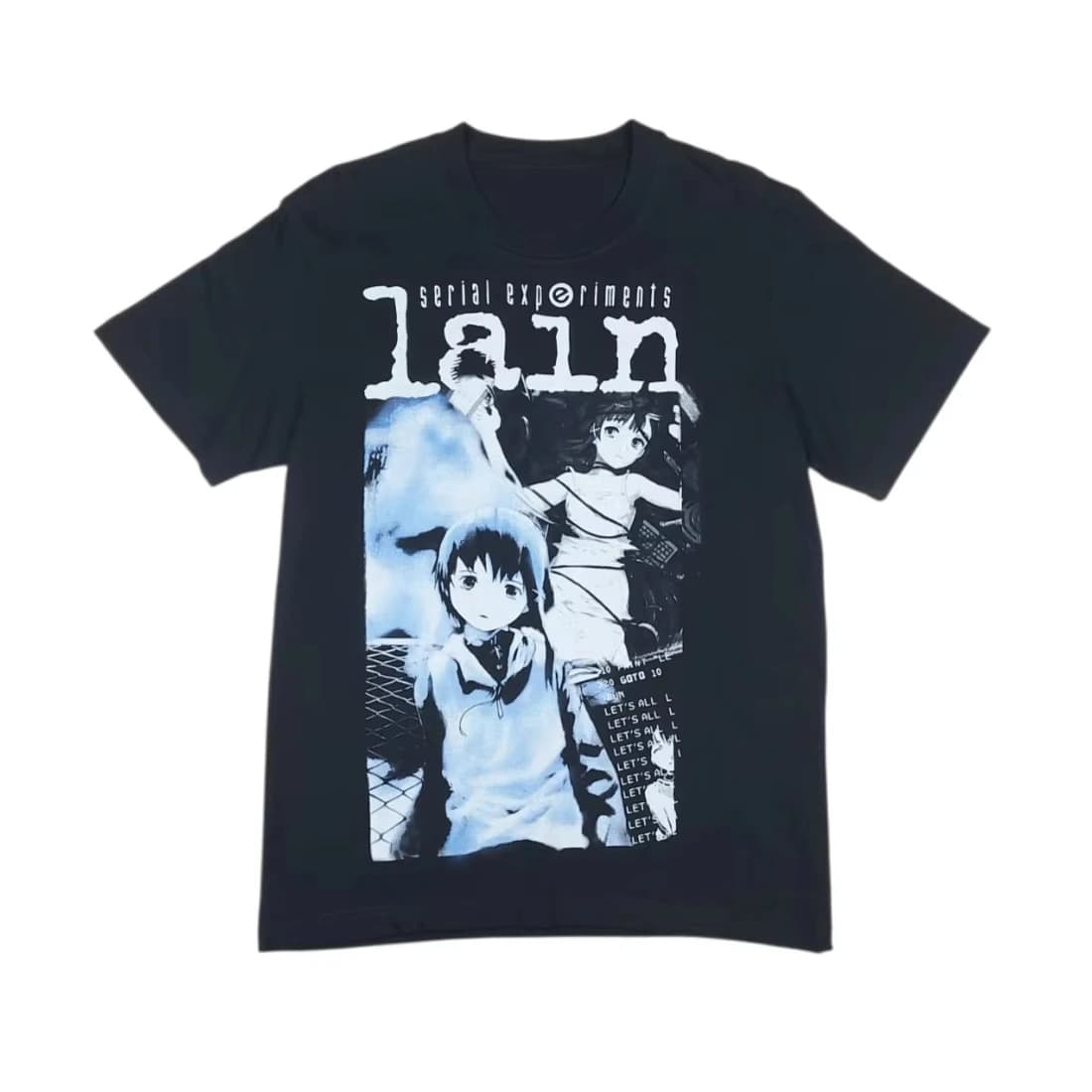 Lain Print Unisex Street Style Y2K Loose Vintage Harajuku Crew Neck Short Sleeve Women And Men T-Shirt
