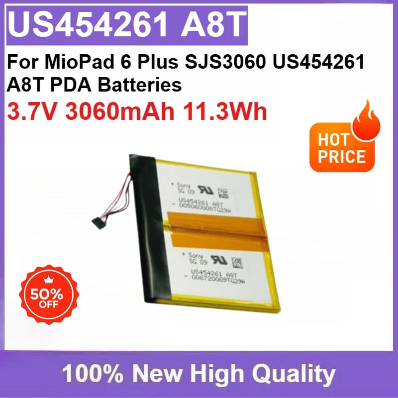Brand-New 3.7V 3060mAh 11.3Wh Tablet Battery For MioPad 6 Plus SJS3060 US454261 A8T PDA Batteries