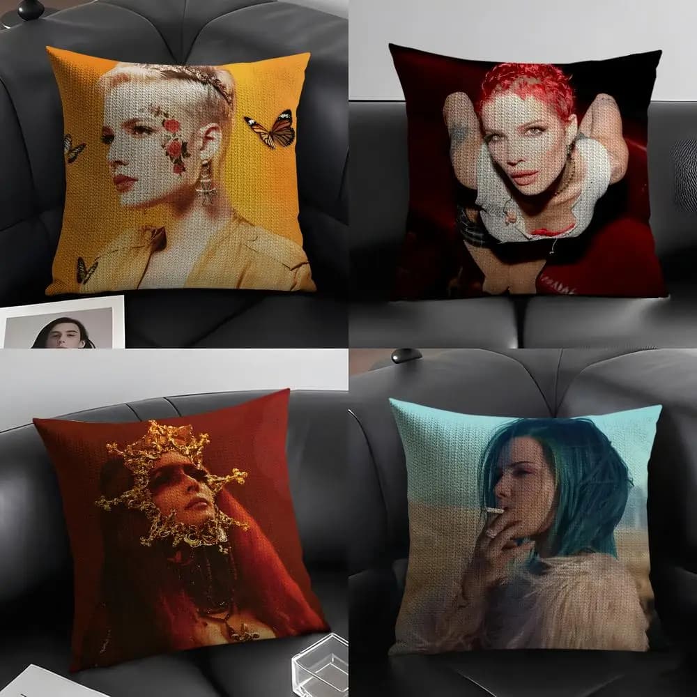 Pop Singer H-halsey Pillow Case Pattern Printed Pillowcase For Living Room Sofa Cushion Cover & Bedroom Decor