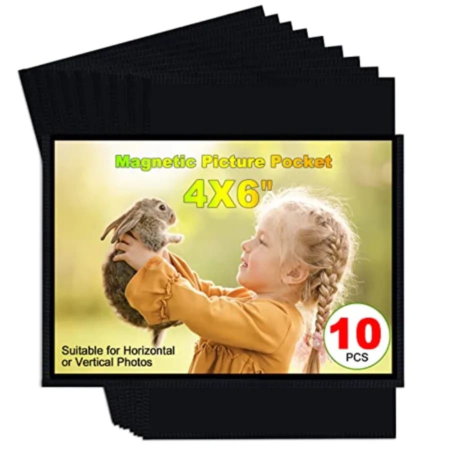 Black Magnetic Picture Frame 4X6 for Refrigerator, Photo Magnets Sleeves