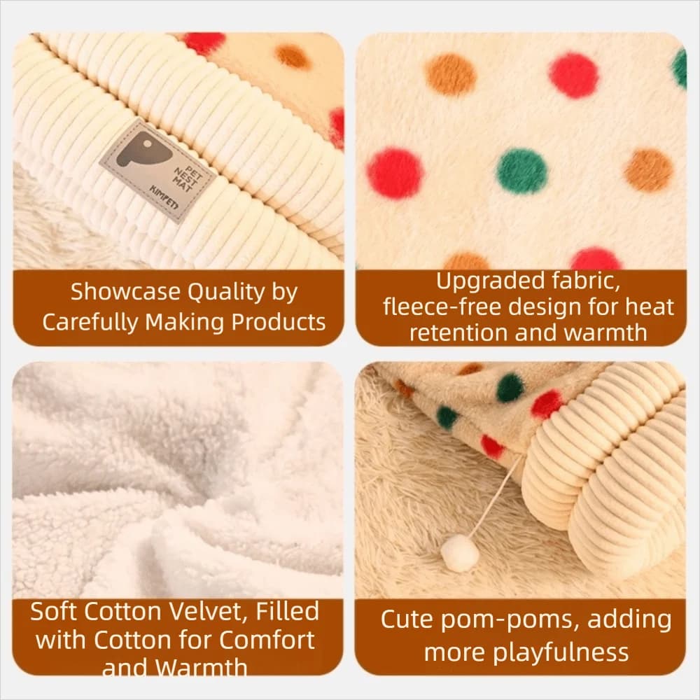 Silk towel for cats thickened, windproof and warm, nest tunnel for cats with ball, soft coconut for indoor cats