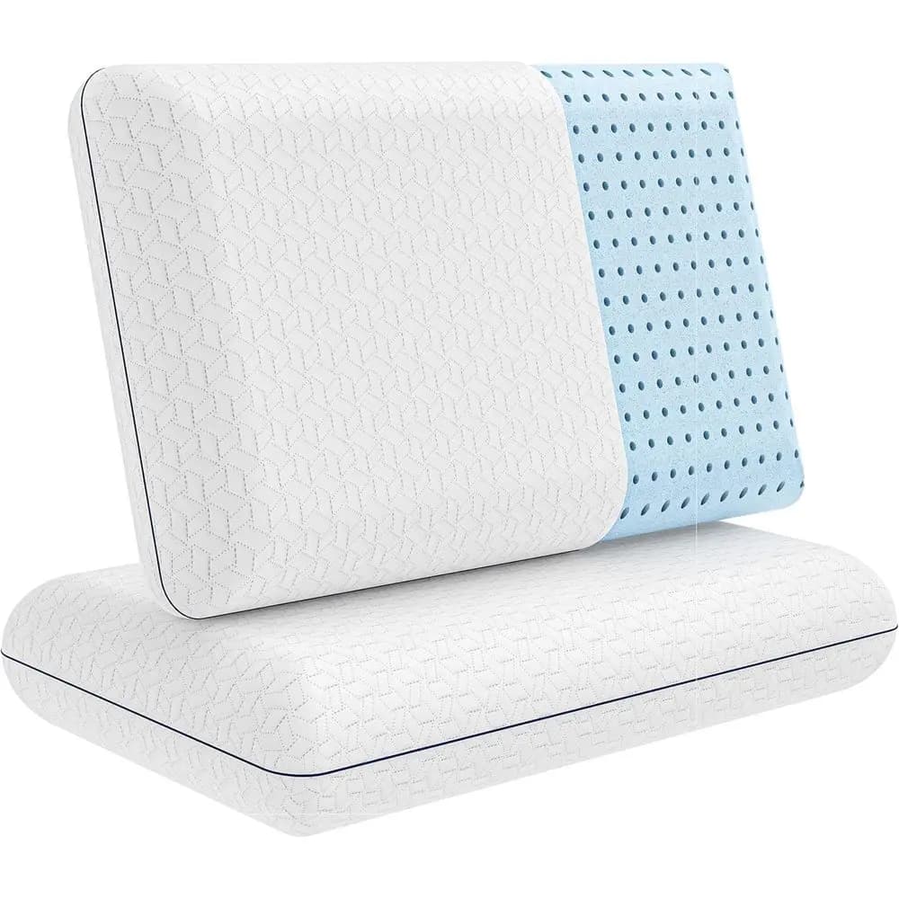 Confezione da 2 cuscini King Size in memory foam rinfrescante - Supporto medio-firme per chi dorme sulla schiena, sullo stomaco e sul fianco - Allevia il dolore a spalle e schiena