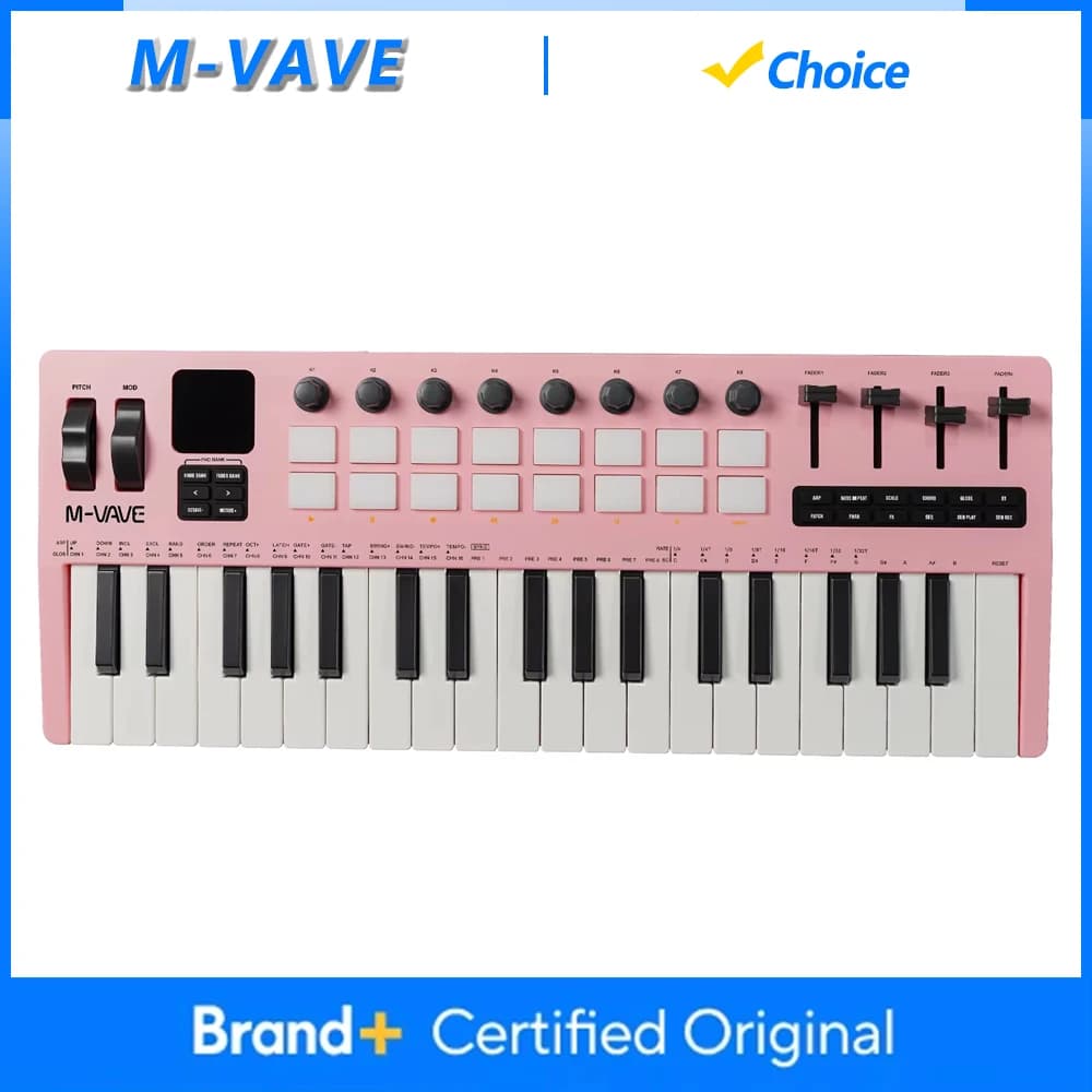 M-VAVE SMK-37 PRO Tastiera MIDI con Connessione Wireless a Sistemi Multipli, 16 Drum Pads, Fonte Sonora, Tastiera a 37 Tasti