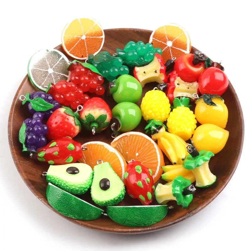 5 pcs/lot acrylic pendants fruit colored pineapple strawberry apple for crafts diy ornament make find accessories