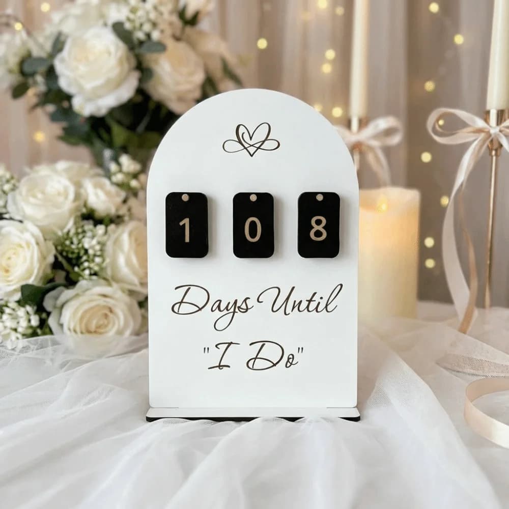 Segnaposto in Legno per Matrimonio con Conto alla Rovescia, Blocco Numerico da Tavolo, Ornamento Stile Bohemien, Display Conto alla Rovescia, Design Bohemien