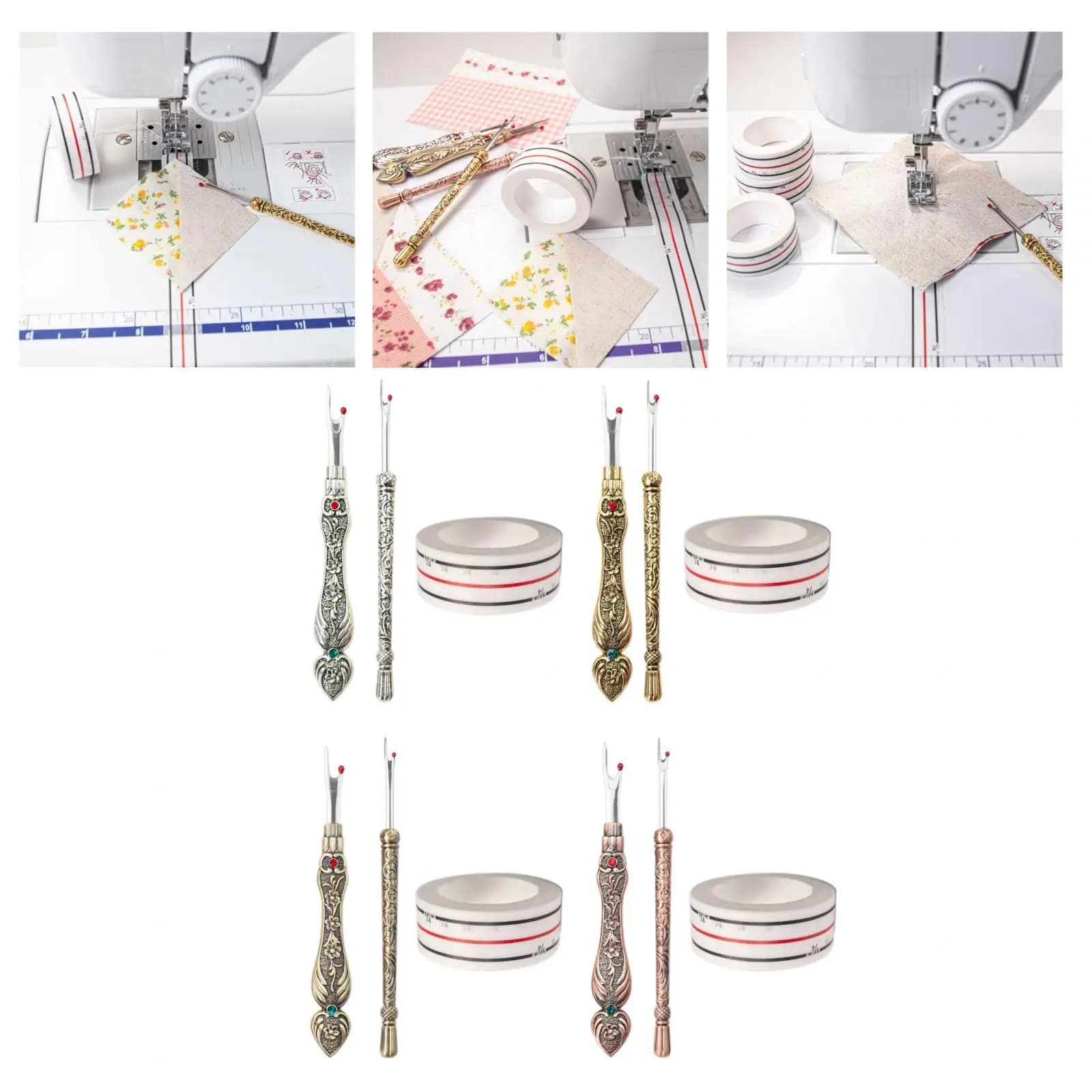 Seam Ripper Stitch Remover Tool with Diagonal Seam Tape 10m Sewing Basting Guide for Sewing Machine Straight Seams Craft