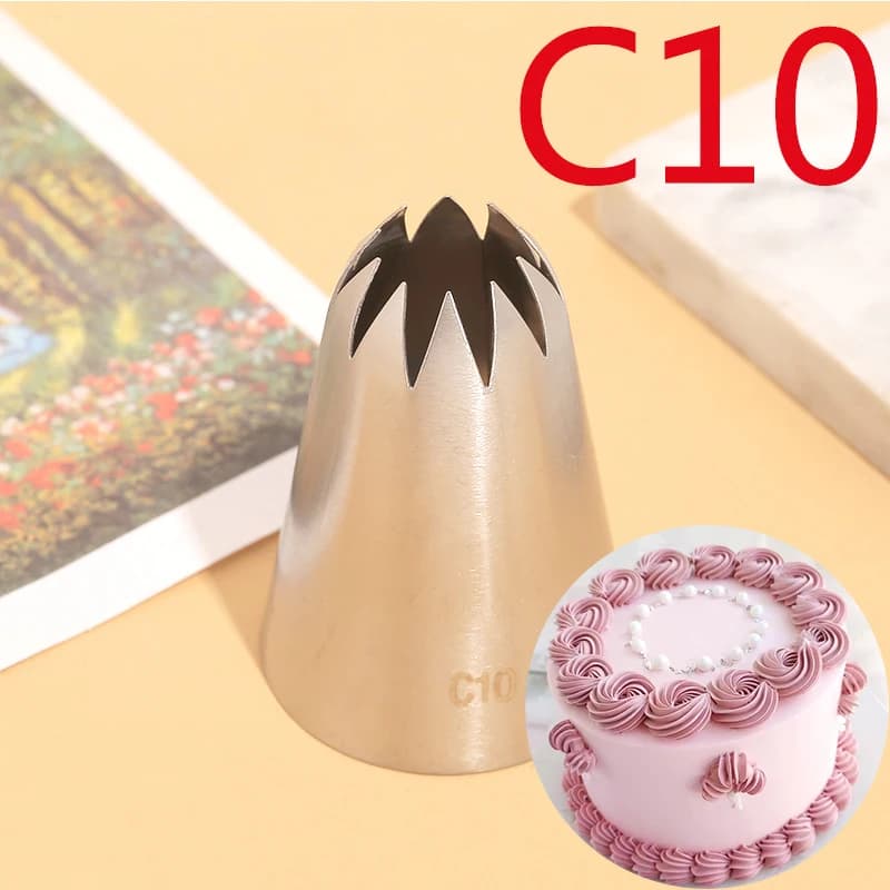 BCMJHWT # C10 Ugello per tubazioni di grandi dimensioni Decorazione per torte in crema Punte per glassa in acciaio inossidabile Strumenti per pasticceria cupcake 10 denti Stella chiusa