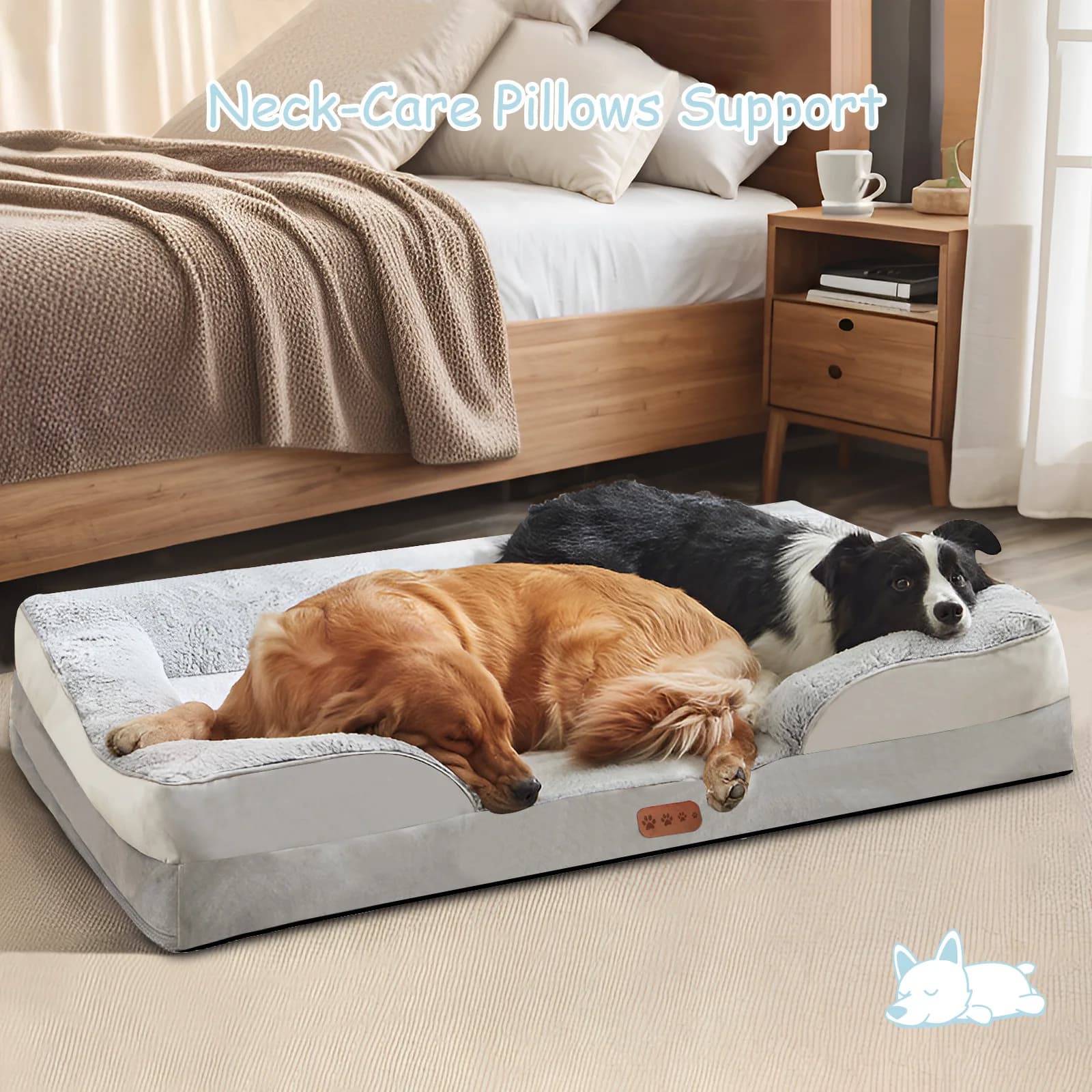 Memory Sponge Letto per cani Bracciolo universale tipo C Divano per animali domestici Cuscino per cani ortopedico rimovibile Nido per gatti