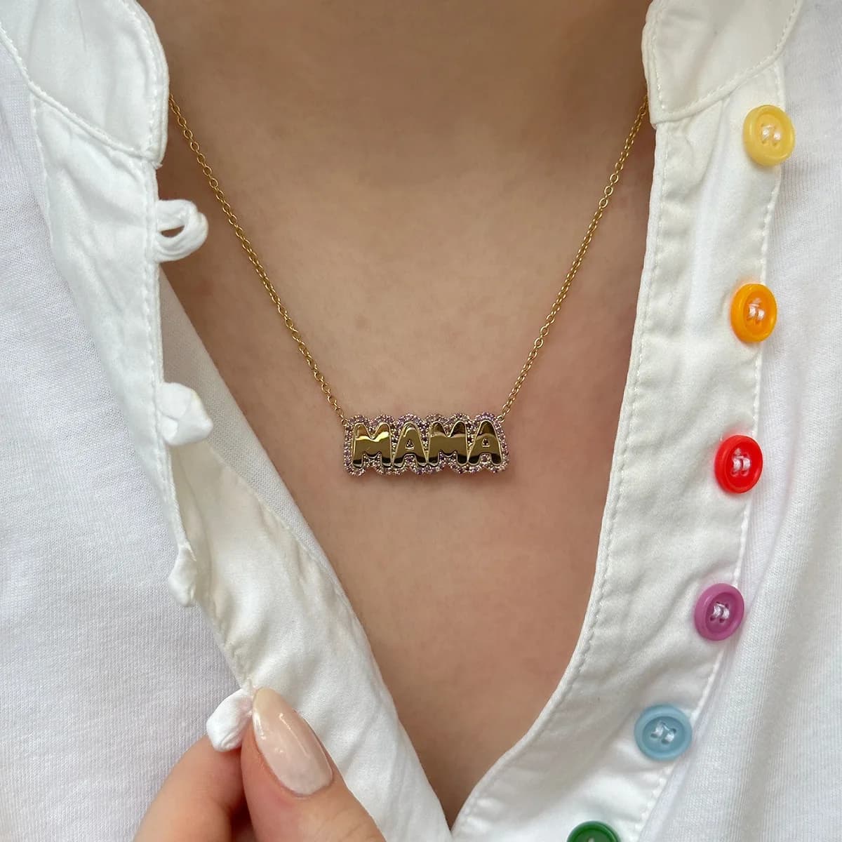 Mother's Day Mama Love Hope Letter Pendant Necklace For Women Stainless Steel Mom Nameplate Clavicle Chain Choker Jewelry Gifts