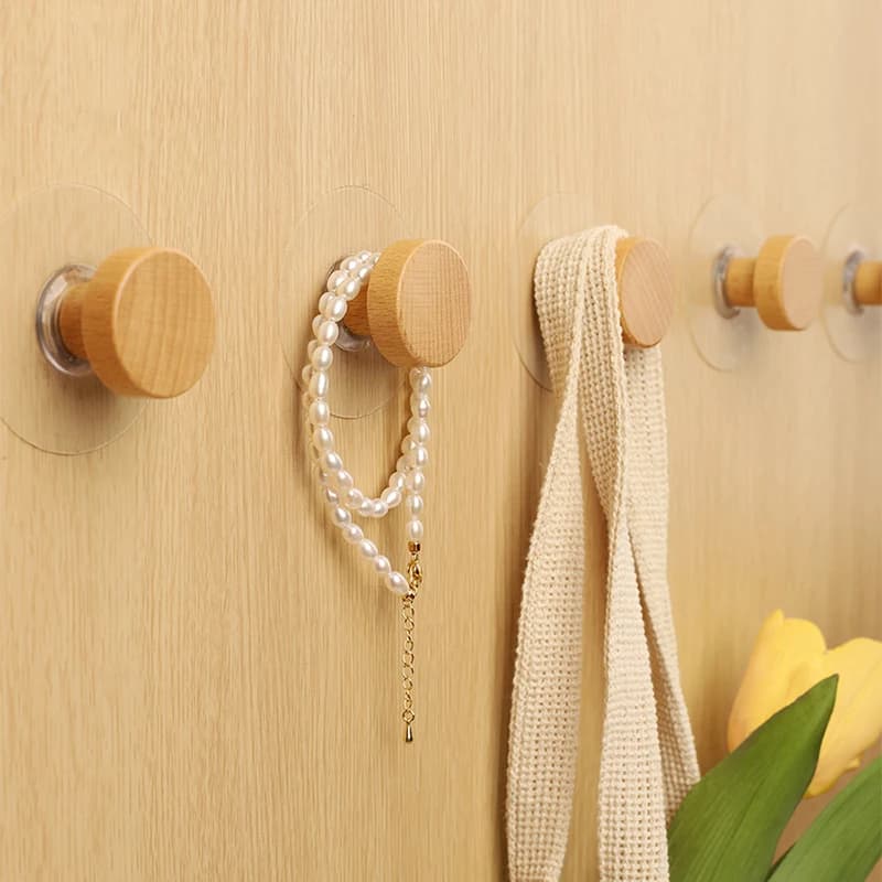 Wooden Hook Geometric Shape Wood Wall Hook Wooden Coat Peg Coat Hanger for Hanging Clothes Hat Scarves and Towel in Bedroom