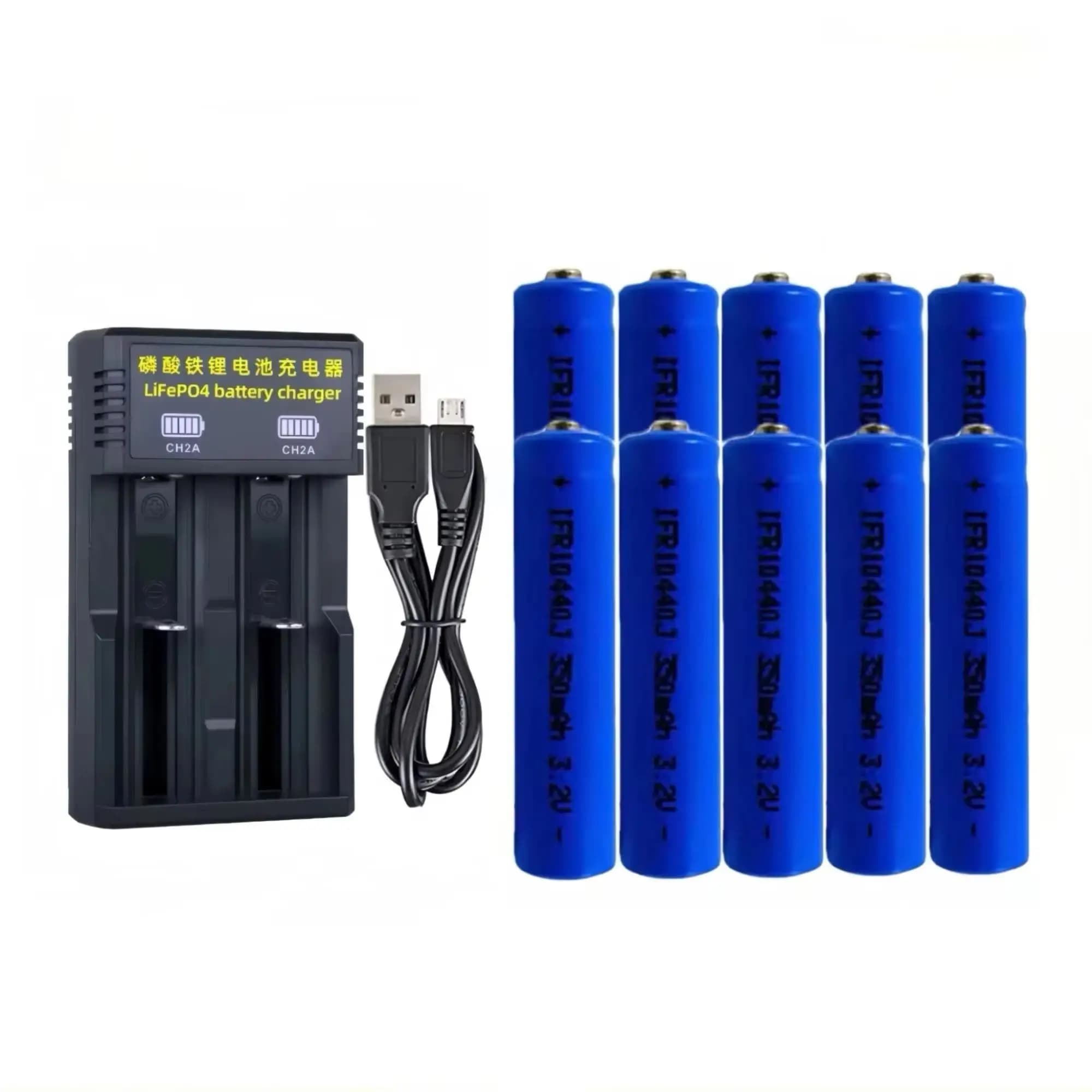 10PCS 10440 LiFePO4 Battery 3.2V 350mAh AAA Charger for Electric Toothbrush, Shaver, Table Lamp, Power Bank, Wireless Mouse
