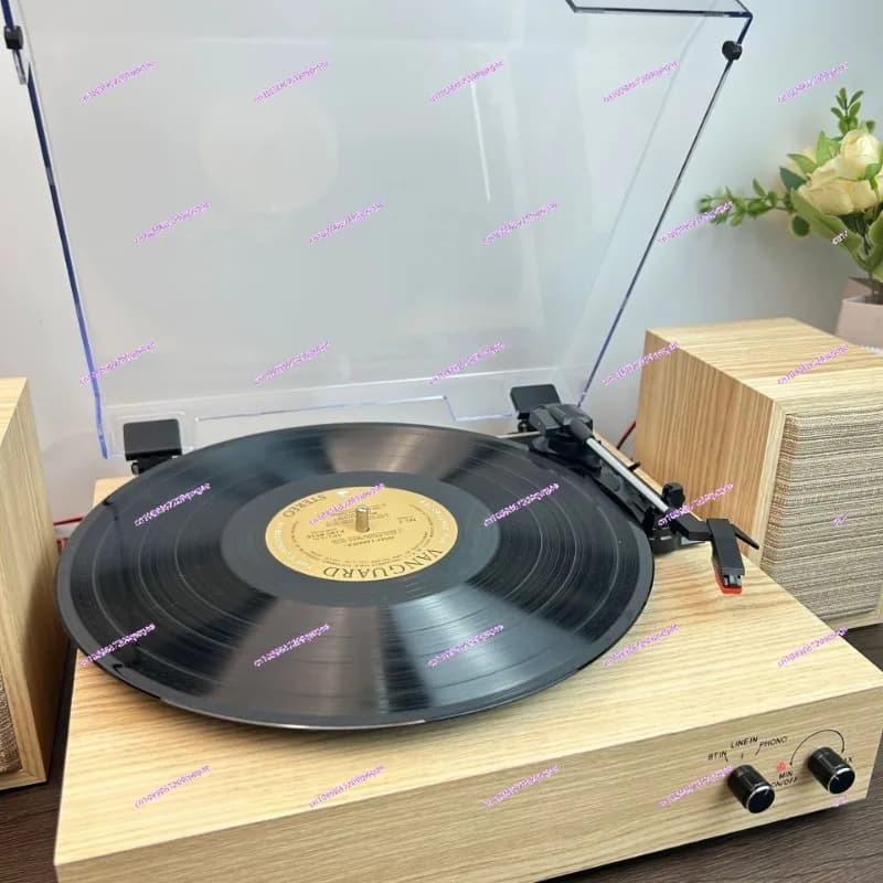 Retro Vinyl Phonograph Bluetooth Speaker with Acrylic Dust Cover