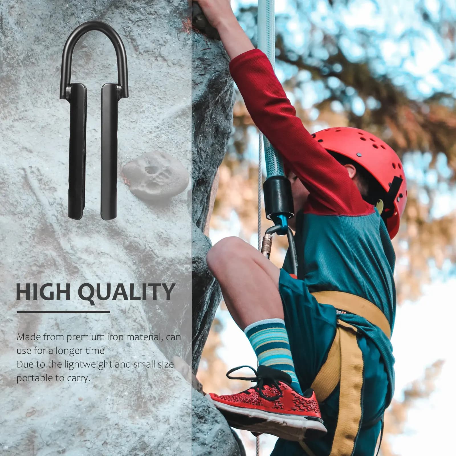 1Pcs Heavy-Duty Iron Rope Hook Load-Bearing Fixed Connection Buckle for Outdoor Climbing Safety Gear Belt Loops Thick Ropes