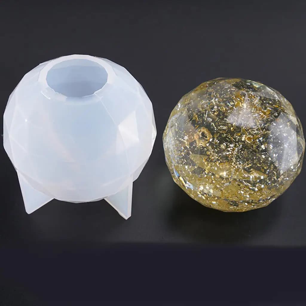 Stampo per sapone con candela a sfera sfaccettata in silicone, resina di cristallo