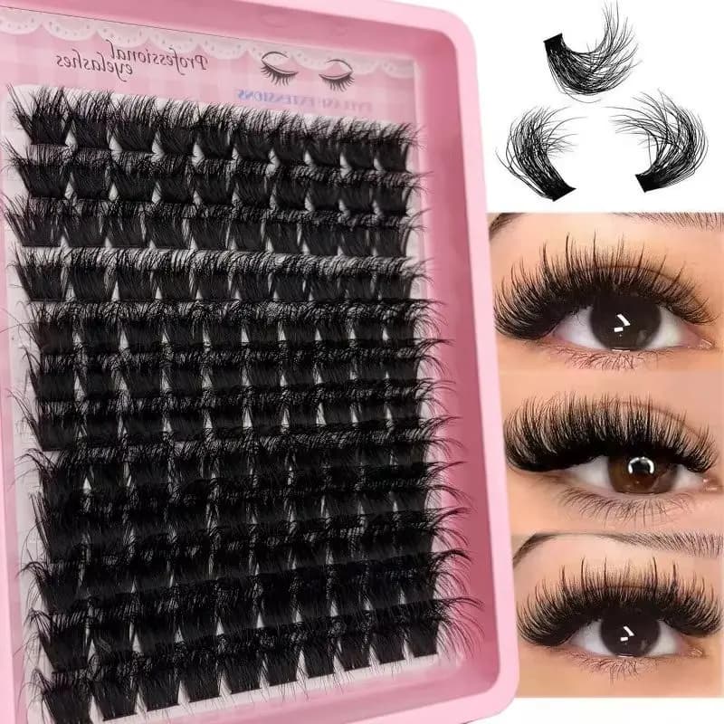 Ciglia a Ciuffetti 8D Effetto Fluffy, 100D D Curl 0.07mm 14-24mm, Vassoio Misto Fai-da-te, Ciuffetti di Ciglia Morbidi Riutilizzabili, Facili per Principianti a Casa