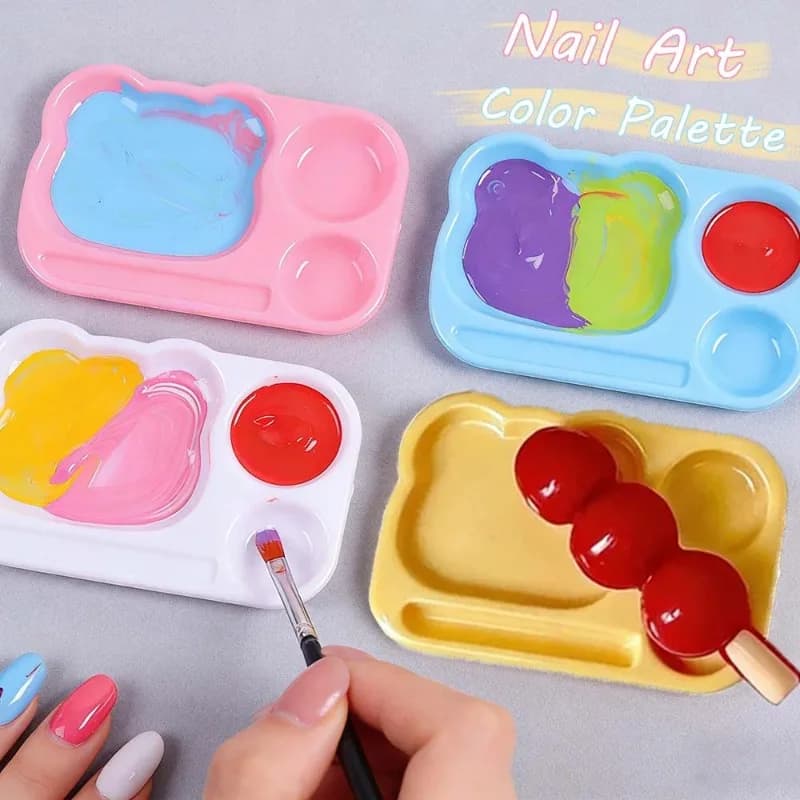 Cartoon Color Palette Nail Art Mixing Color Drawing Palette Nail Gel Polish Painting Board Color Tray Holder DIY Manicure Tools