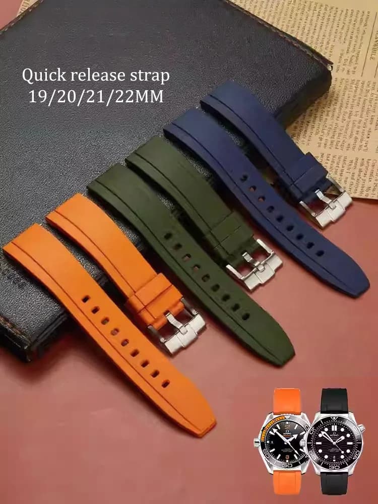 Cinturino per orologio FKM per Rolex Cinturino per orologio con interfaccia piatta a sgancio rapido Premium Fluororubber FKM Cinturino per orologio in gomma Accessori per orologi
