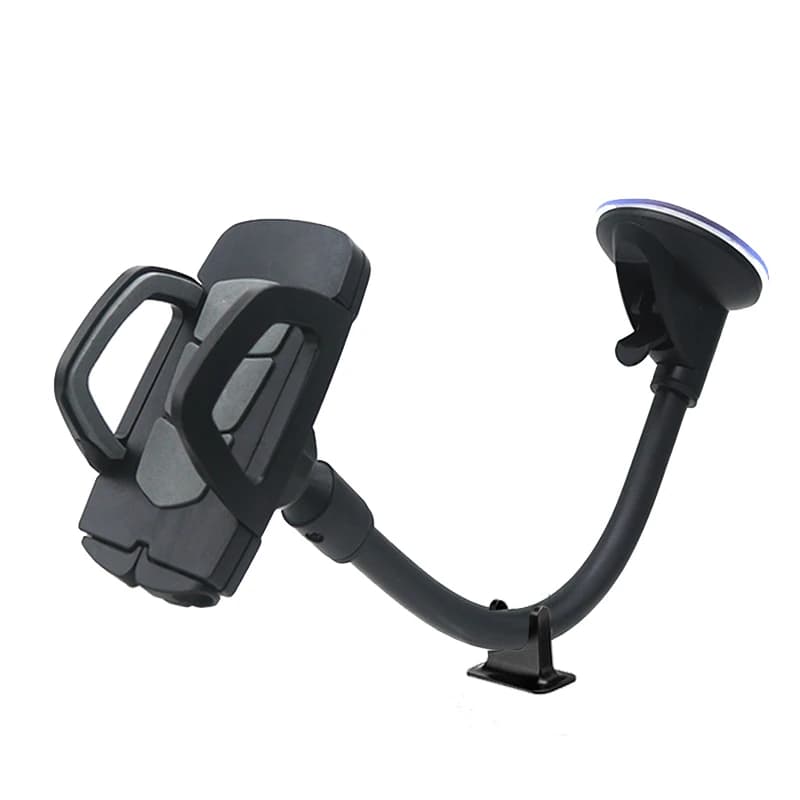 Support for phone with 360 degree rotation for long arm car Support for windscreen damper Support for automatic smartphone suction cup