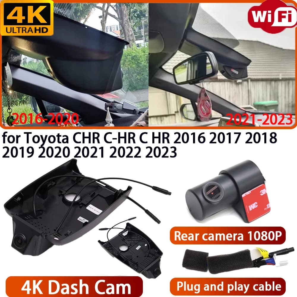 for Toyota CHR C-HR C HR 2016 2017 2018 2019 2020 2021 2022 2023 Video Recorder 4K DVR Dash Cam Wifi Camera 170° Wide Angle